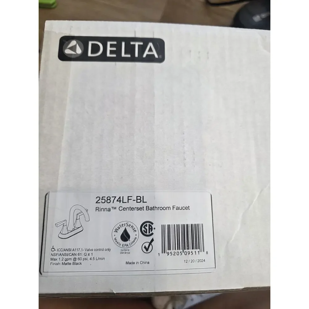 Delta Rinna 25874LF-BL Centerset Bathroom Faucet Matte Black Open Box-NEW